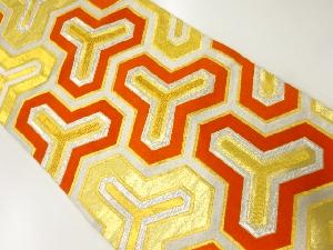 アンティーク　毘沙門亀甲模様織出し袋帯（材料）